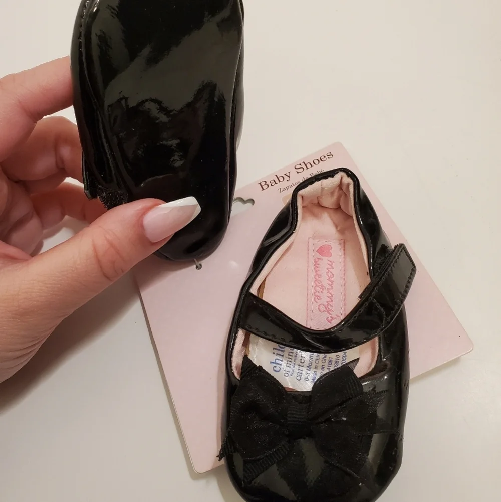 Carter's Baby Girl 0-3months Black Flats with Bow